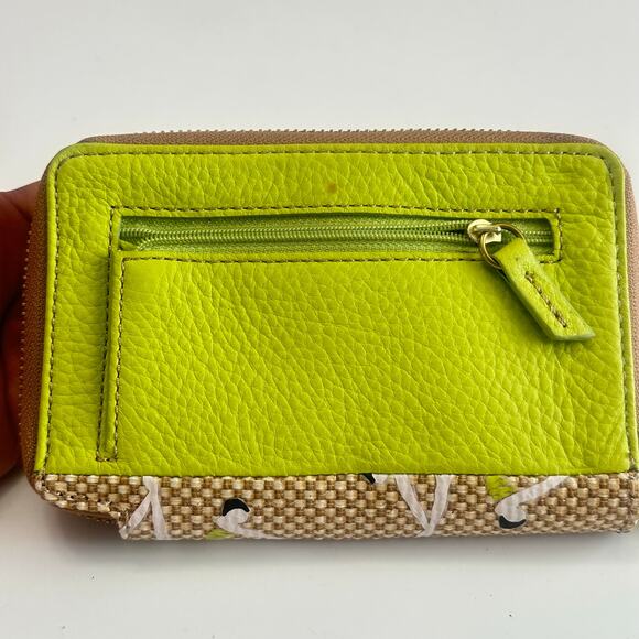 Fossil Tessa Zip Around Clutch Wallet Lime Natural Gymnast Diver Print - Picture 8 of 12